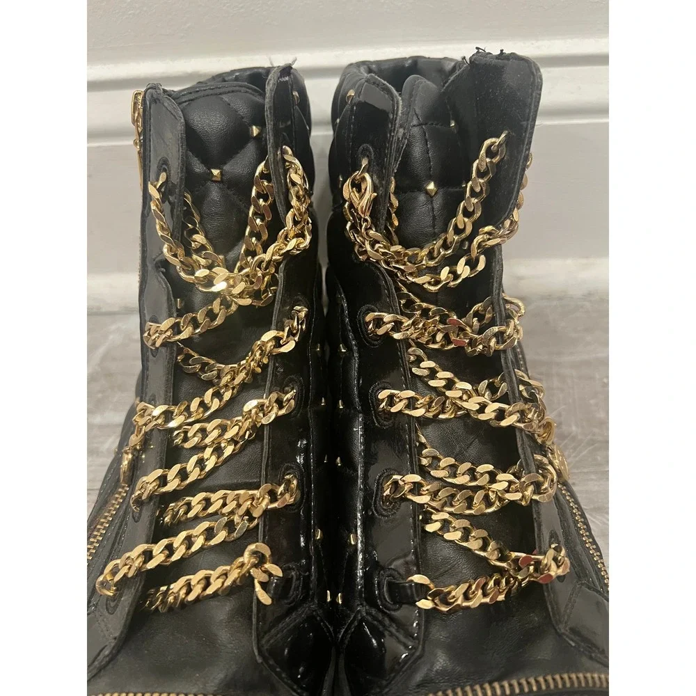 Michael Kors Urban Chain Sport Luxe High-Top Sneaker Women SZ 10M Black Quilted